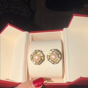 Dior Gold and Pink Pearl Earrings